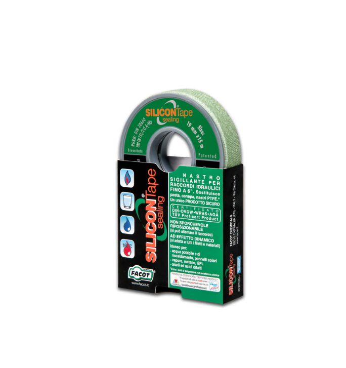 Nastro sigillante siliconico Facot 14 mm x 15 m per raccordi idraulici professionale confezione originale