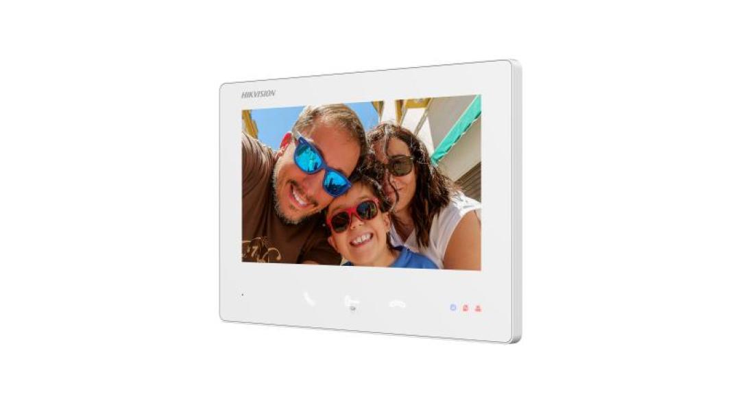 videocitofono interno Hikvision touch screen display 7 pollici vista angolata destra
