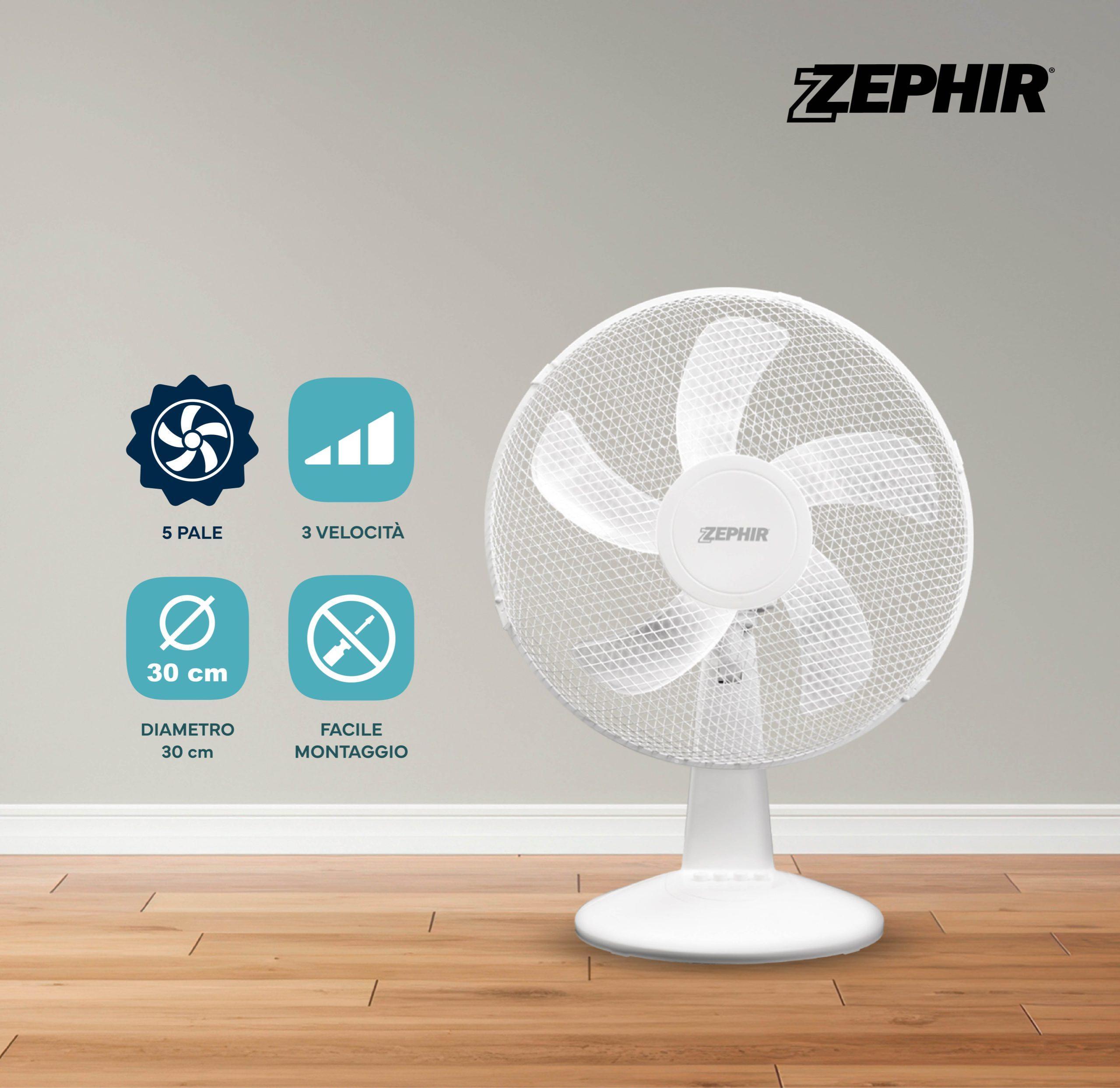 ventilatore pale 3 velocitu00e0 diametro 30 cm Zephir facile montaggio su superficie liscia