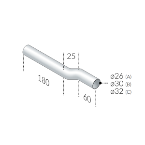 Tubo eccentrico ottone cromato l300 ø30 scarico lavabo  92.304.5
