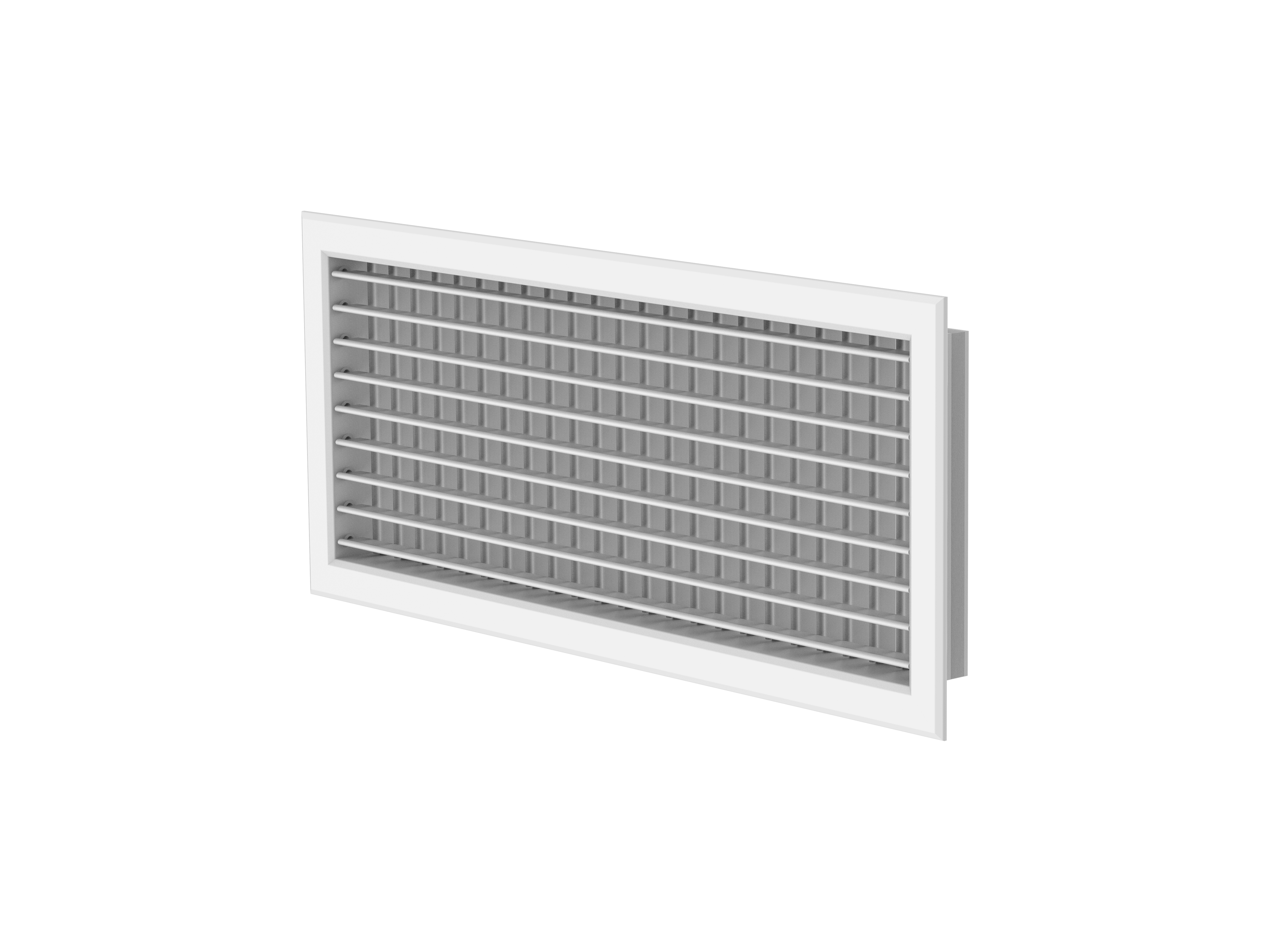 griglia di aerazione rettangolare systemair 500x150 mm vista prospettica su sfondo bianco per impianti di ventilazione