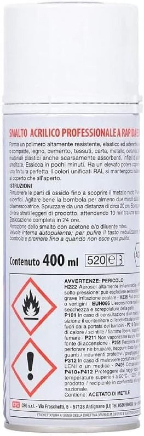 Smalto acrilico spray nero opaco CFG 400 ml per legno metallo plastica ceramica superfici multisupporto