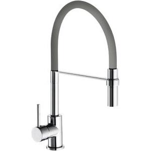 Miscelatore monocomando lavello bocca alta doccetta orientabile cromo tubo grigio scarub0867gr