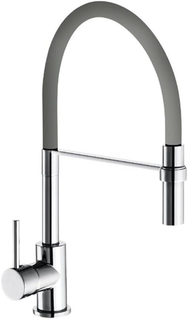 miscelatore lavello bocca alta doccetta estraibile grigio idro bric vista frontale