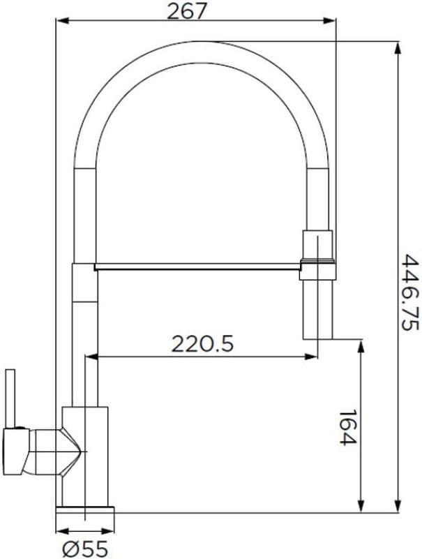 scheda tecnica miscelatore lavello bocca alta doccetta orientabile dimensioni