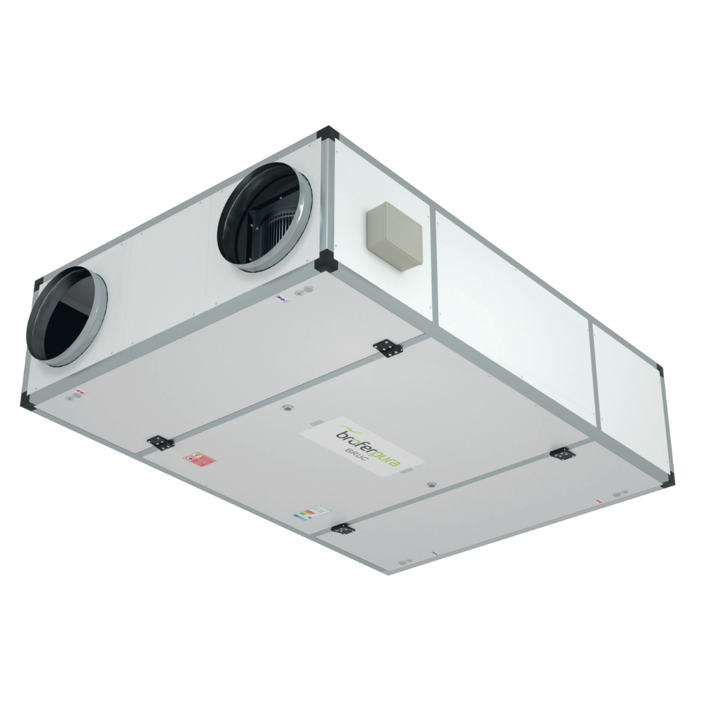 unitu00e0 di recupero calore orizzontale Brofer 1000 mc h vista prospettica installazione commerciale