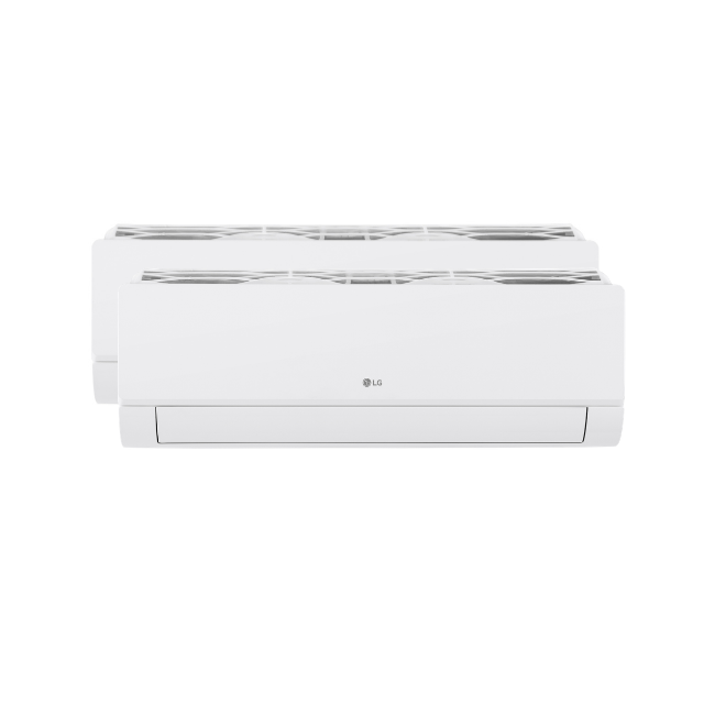 doppio split LG bianco per climatizzazione residenziale vista sovrapposta