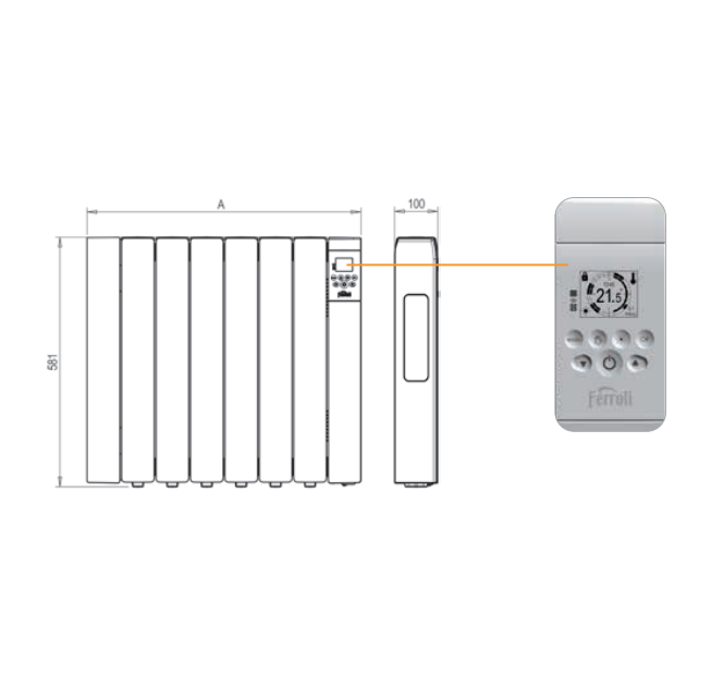 Radiatore elettrico a olio con telecomando optional per regolazione remota