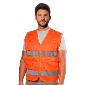 Gilet taglia xl alta visibilita poliestere en iso 20471 cl.2 arancio  pockethvar-xl