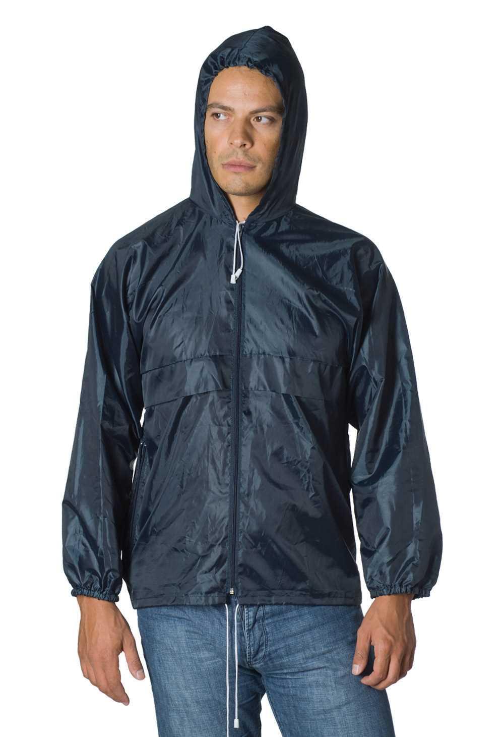 giacca impermeabile da lavoro nylon blu con cappuccio logica professional taglia l