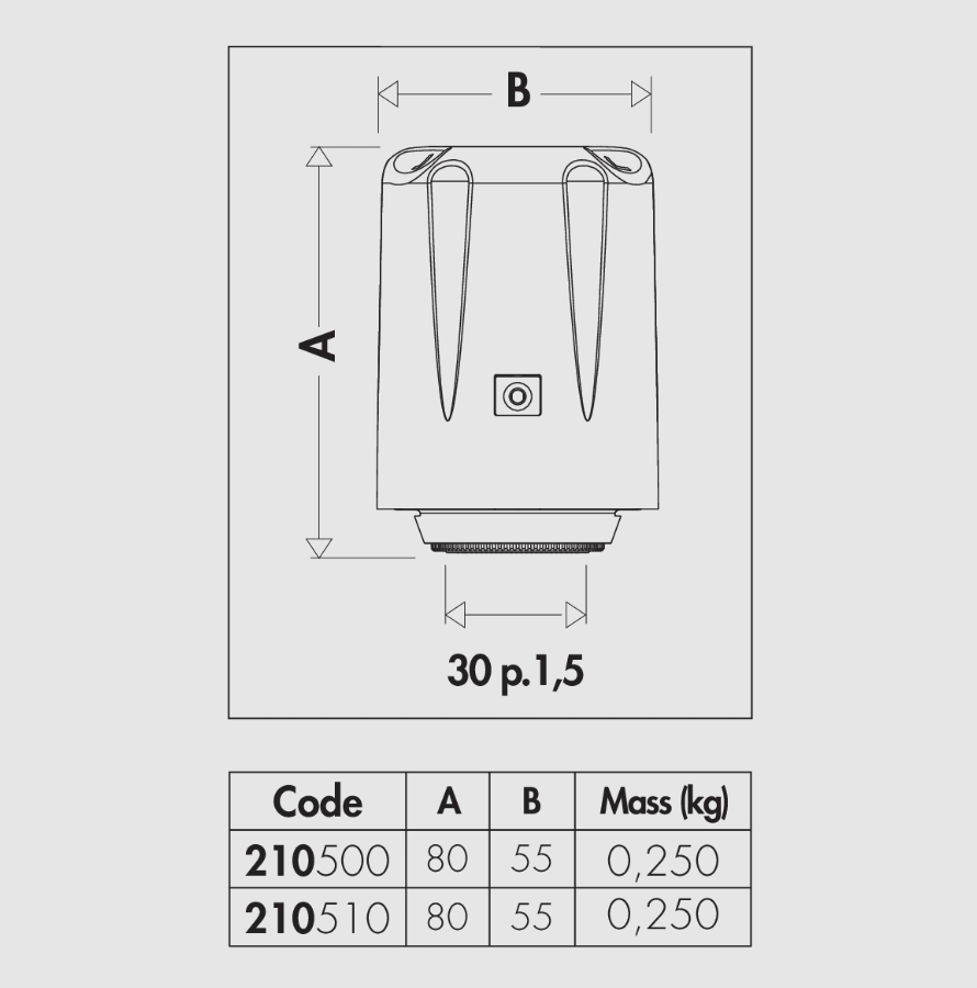 Schema tecnico dimensioni comando termostatico radiatore elettronico Caleffi Schema misure comando cronotermostatico elettronico Caleffi 80 millimetri altezza 55 larghezza