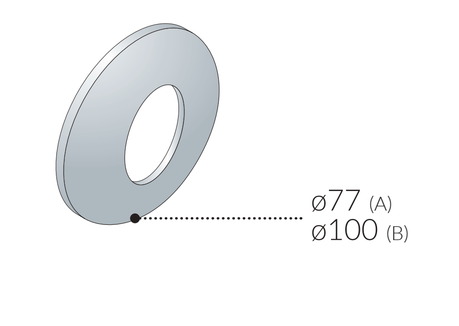 Rosone gigante ovale in ottone cromato foro 77x100 mm per curve 45 gradi OMP TEA