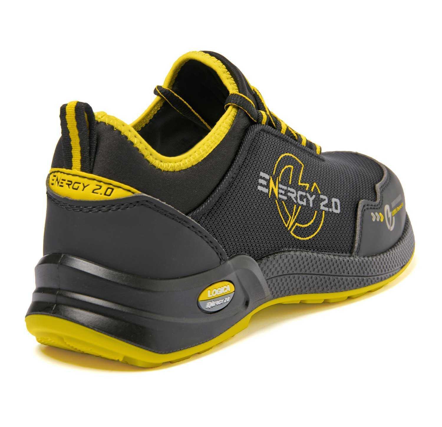 Scarpa Logica Energy 2.0 puntale composito vista frontale in tessuto nero e giallo Scarpa Logica Energy 2.0 puntale composito vista frontale in tessuto nero e giallo