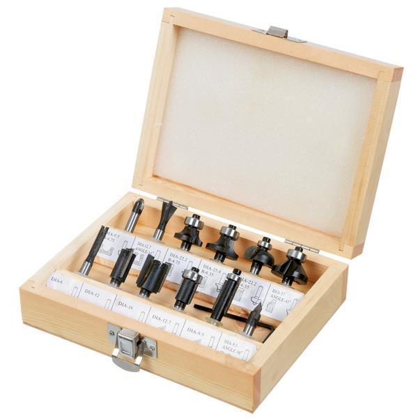 set punte fresatrice metallo duro 12 pezzi Verto con valigetta in legno