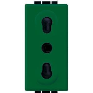 Presa 2p+t 10/16a bipasso alveoli schermati verde  livinglight l4180v