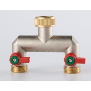 Rubinetto doppio giardino 2 uscite sfera ottone 3/4" idrobric sacrub1264do