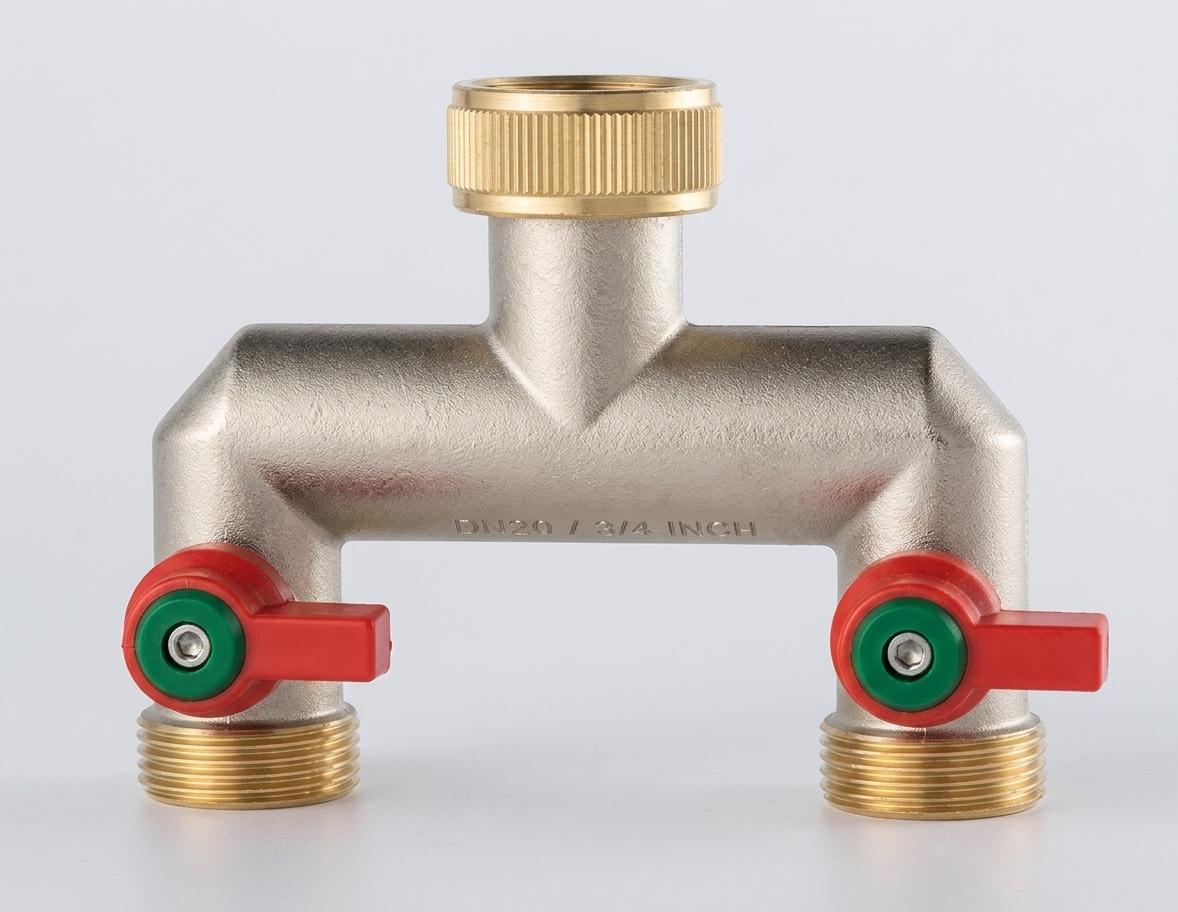 rubinetto doppio da giardino con due uscite 3 4 leva in ottone idro bric