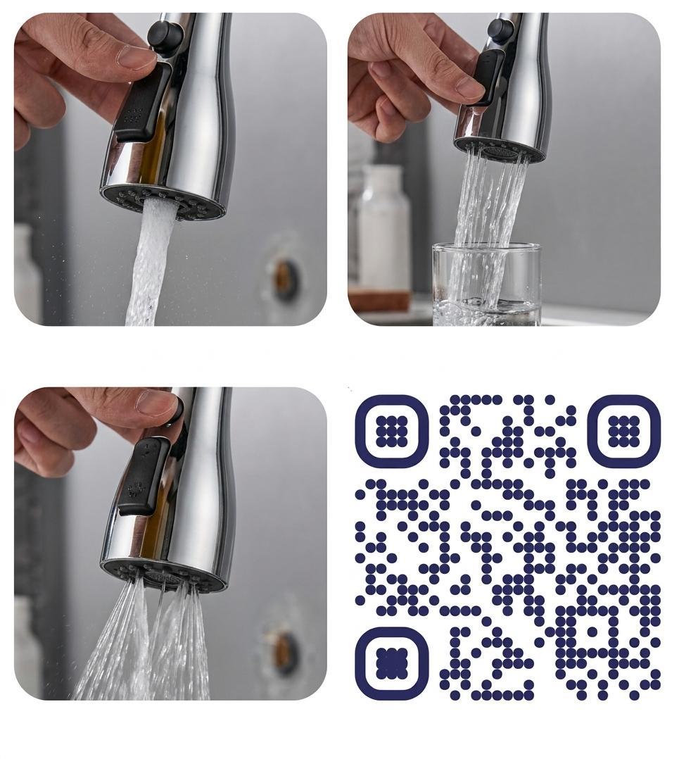 dettaglio funzionamento rompigetto abs cromato con pulsante selezione getti snodo 360 gradi installato su rubinetto