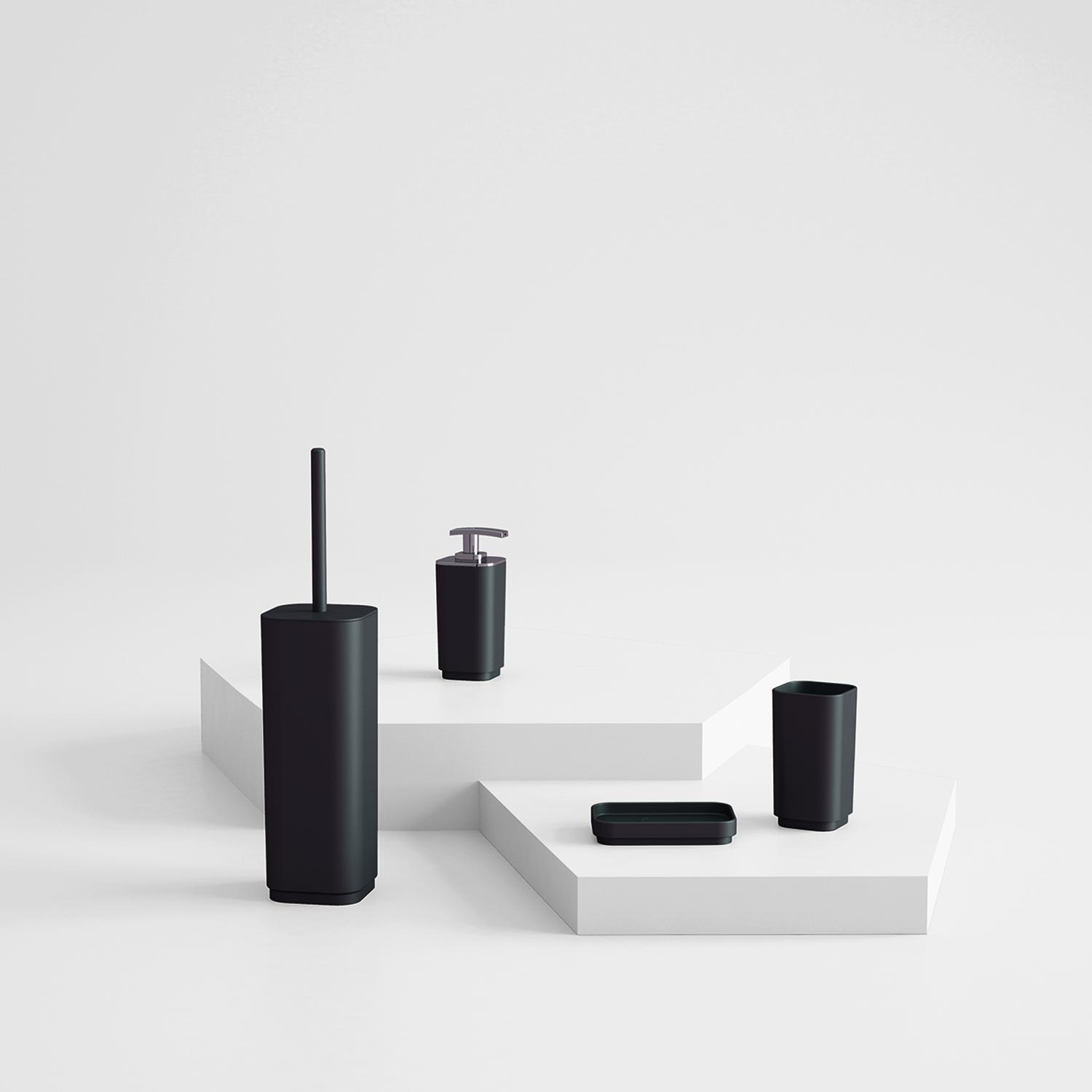 Set accessori bagno nero opaco con scopino wc GEDY design moderno