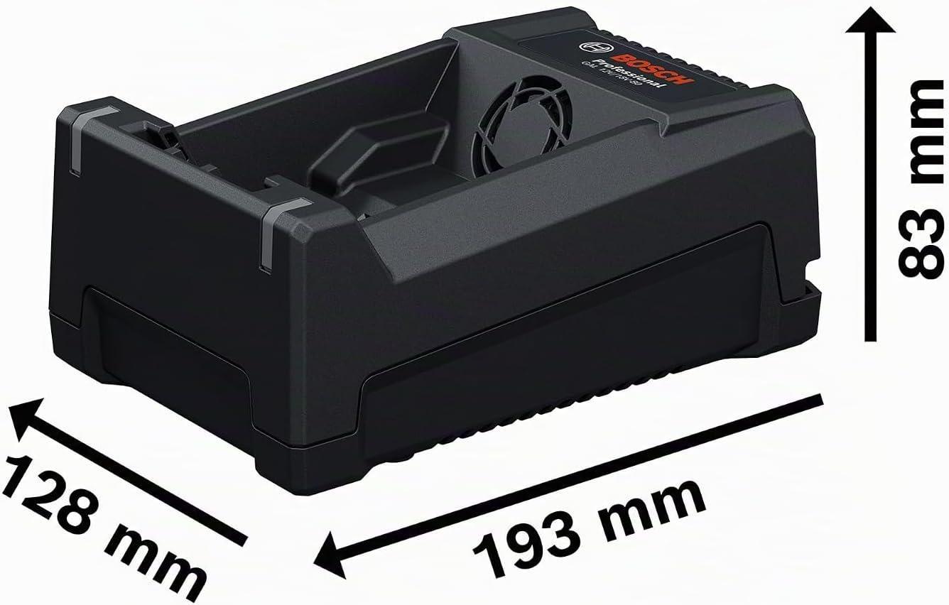 caricabatterie Bosch Professional rapido con dettagli caricabatterie rapido Bosch Professional con misure dettagliate