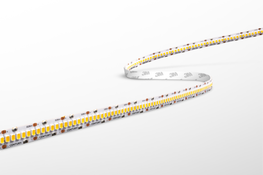 strip led accento pro century italia dettaglio prodotto per illuminazione decorativa professionale strip led professionale accento pro century italia vista ravvicinata sui led e nastro adesivo 3m ideale per installazione illuminazione interna