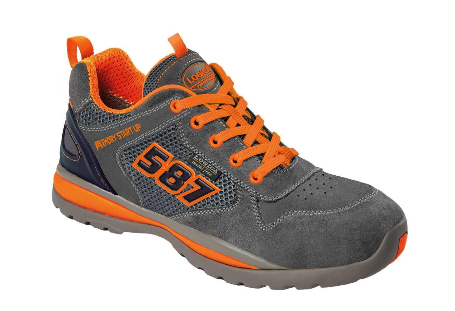 scarpa antinfortunistica bassa grigia arancione logica modello kaptur s1p scarpa antinfortunistica scamosciata grigia e arancione logica modello kaptur vista laterale