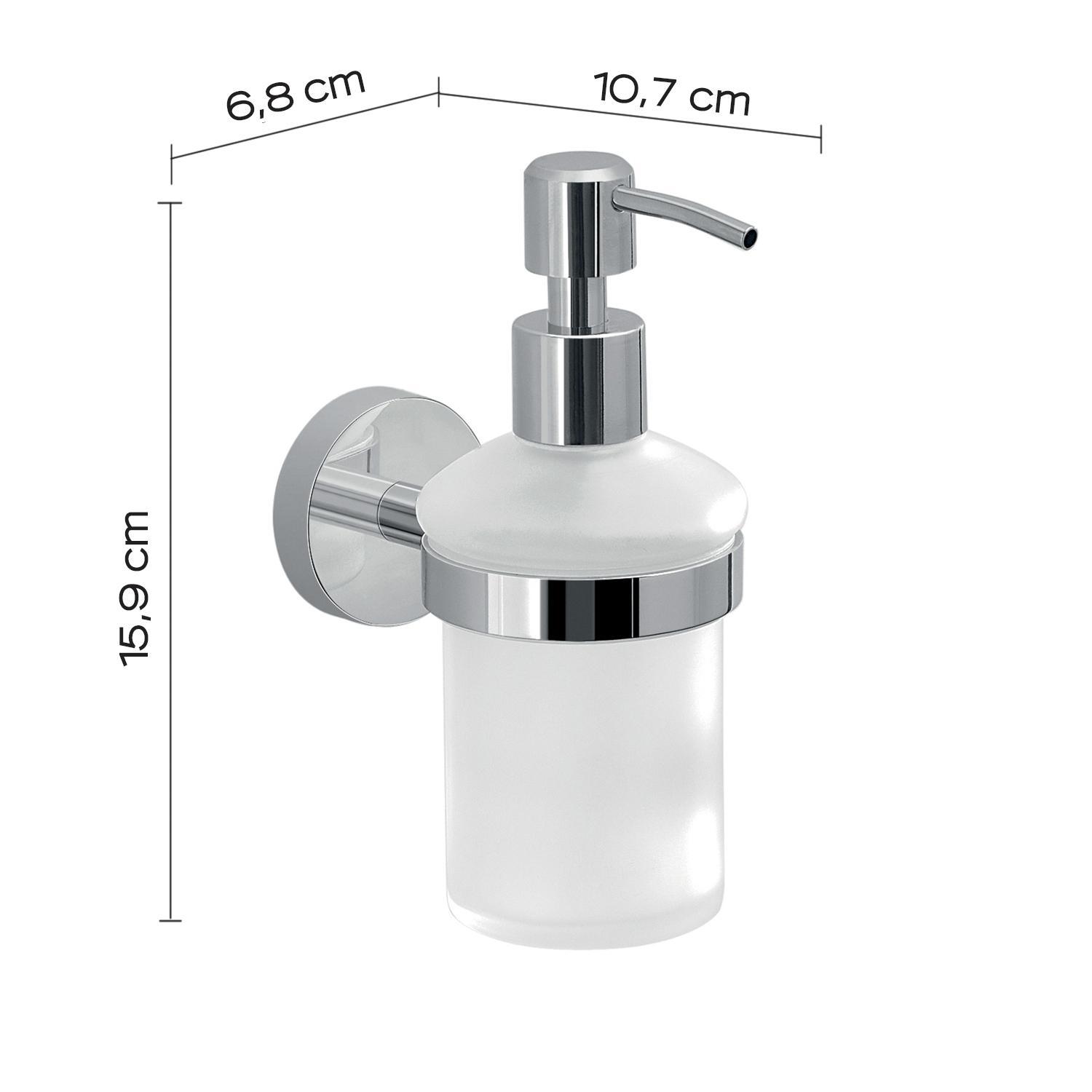 Dosatore sapone GEDY dimensioni installazione a muro cromato Dispenser sapone muro cromato con dimensioni dettagliate