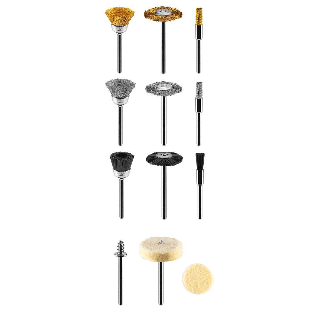 set accessori per mini smerigliatrice spazzole in metallo e feltri Graphite