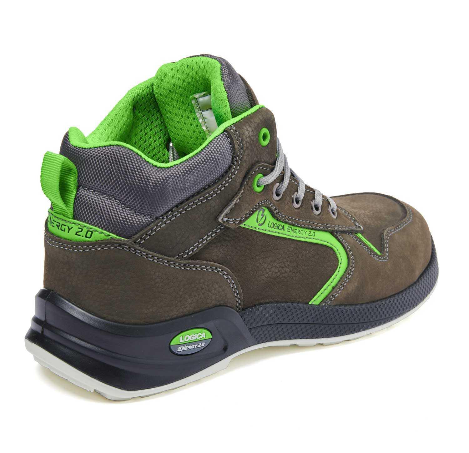Scarpa lavoro alta nabuk grigia LOGICA ENERGY 2.0 dettaglio posteriore confortevole e resistente