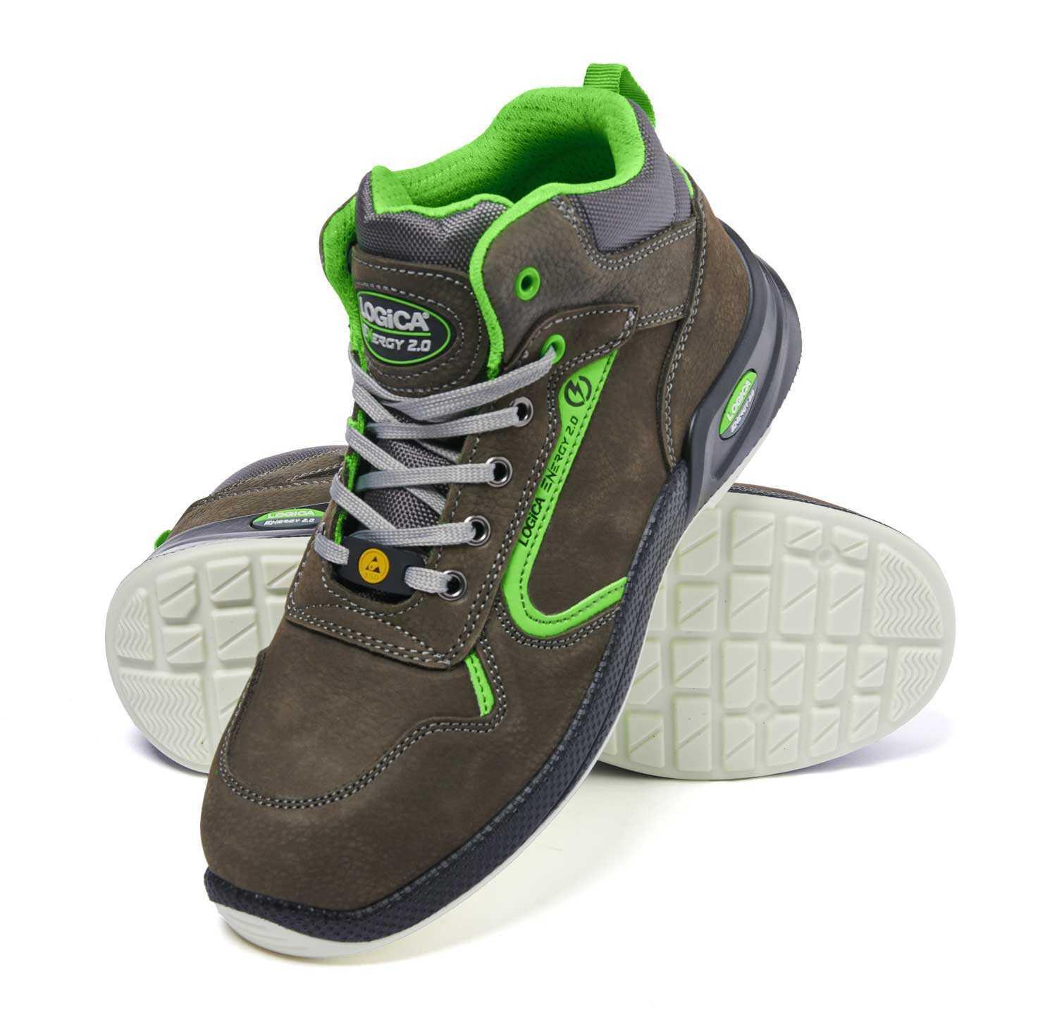 Paio di scarpe antinfortunistiche alte LOGICA BORNEO2 nabuk grigio con dettaglio suola bidensitu00e0