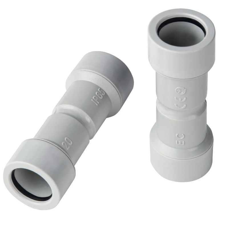 Manicotto tubo tubo IP65 20 mm grigio Elettrocanali raccordo per tubi rigidi manicotto tubo tubo IP65 20 mm grigio Elettrocanali raccordo per tubi rigidi in pvc resistente