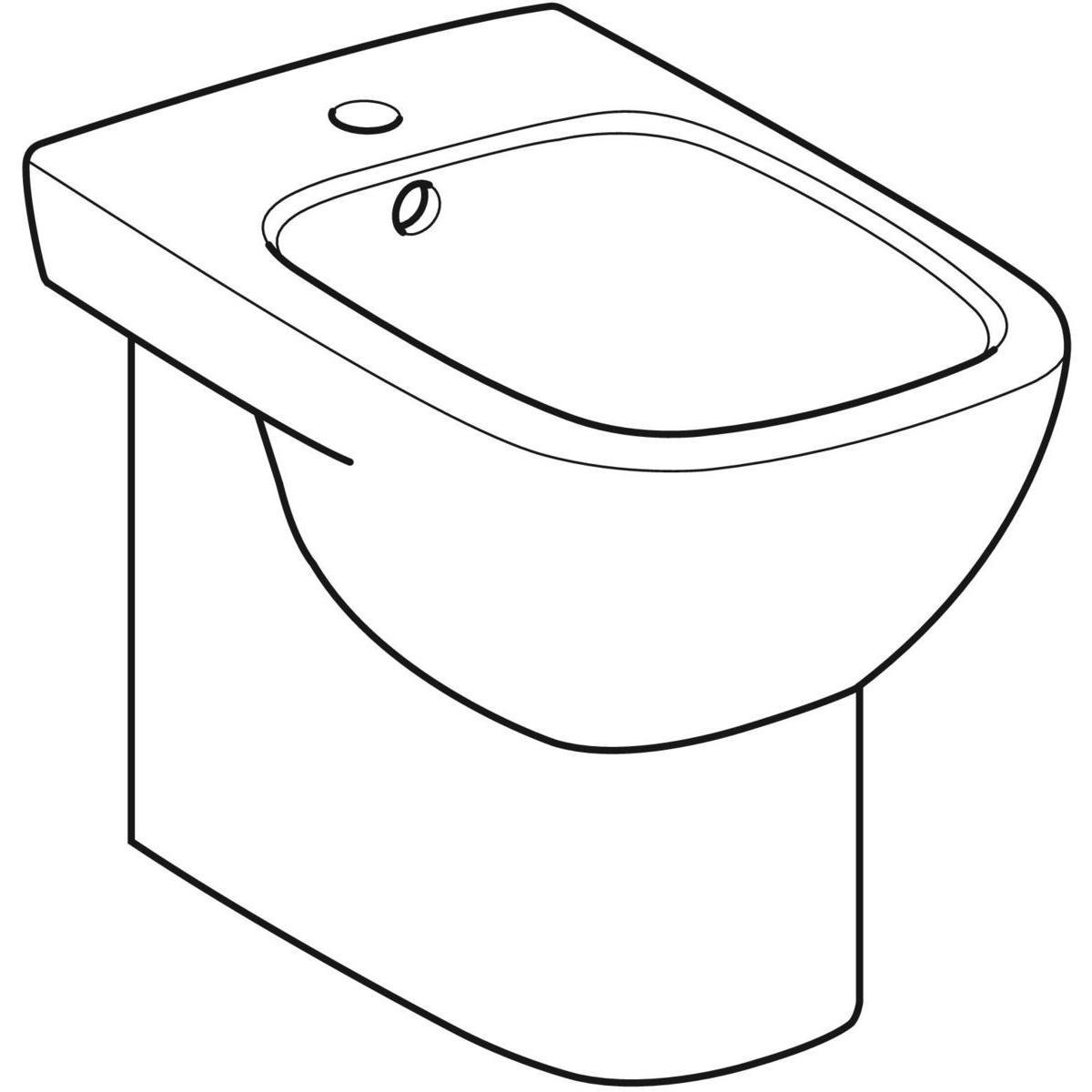 Disegno tecnico bidet a pavimento filo parete Geberit vista isometrica