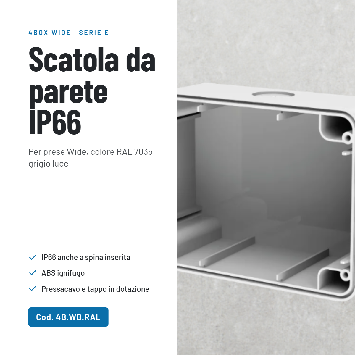 Scatola parete IP66 Wide RAL7035 ABS per protezione elettrica esterni scatola da parete IP66 Wide RAL7035 in ABS per esterni e protezione elettrica