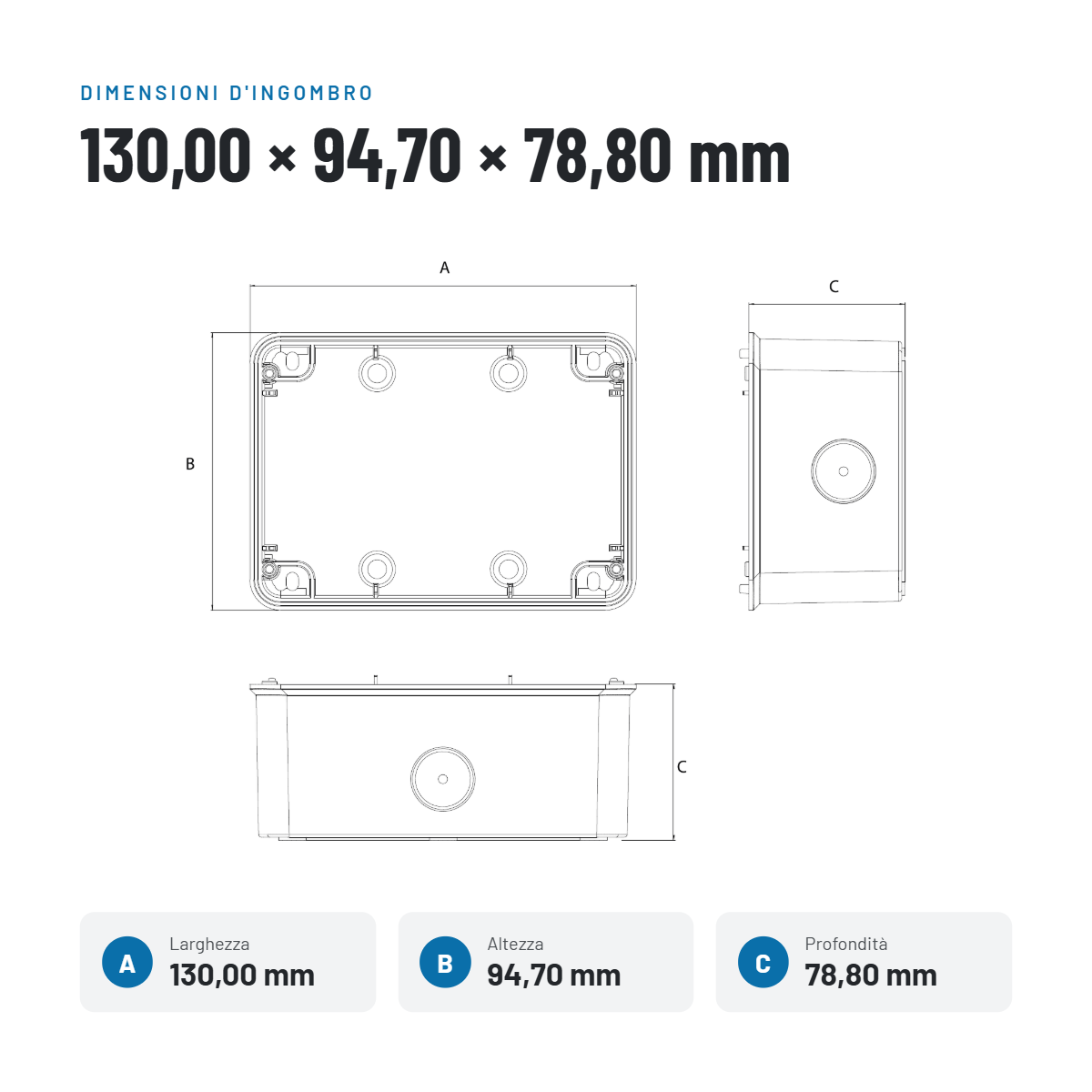 Scatola parete IP66 Wide RAL7035 ABS per protezione elettrica esterni scatola da parete IP66 Wide RAL7035 in ABS per esterni e protezione elettrica