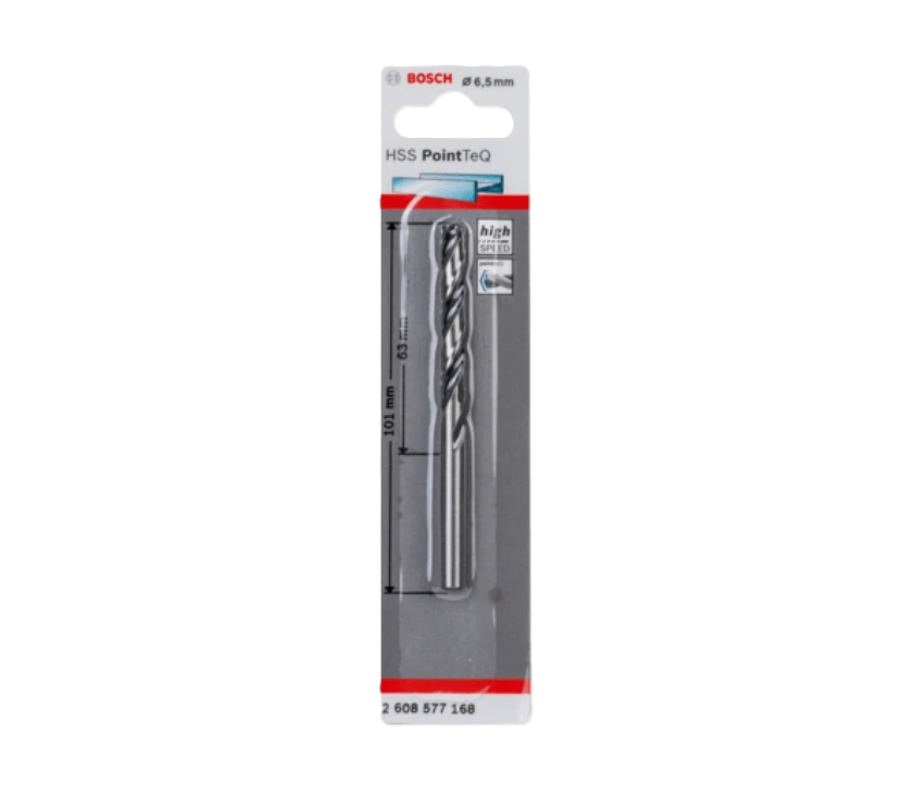 blister confezione punta trapano Bosch 6,5 mm per metalli confezione blister punta elicoidale HSS Bosch PointTeQ da 6,5 mm