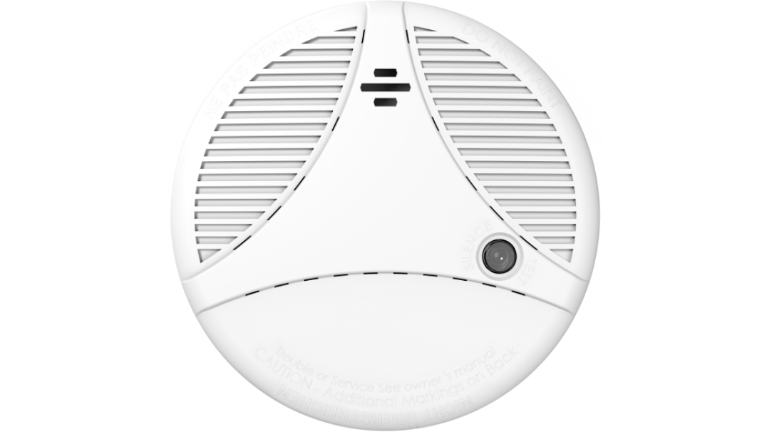 dispositivo rilevatore monossido di carbonio Hikvision design moderno e sensore a lunga durata rilevatore monossido di carbonio wireless Hikvision vista frontale con design compatto e indicatori di stato
