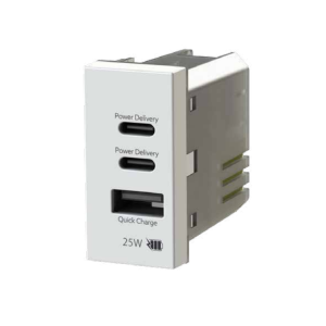 Presa usb c+c+a 25w power delivery bianca per bticino matix  4busb20wcca.am
