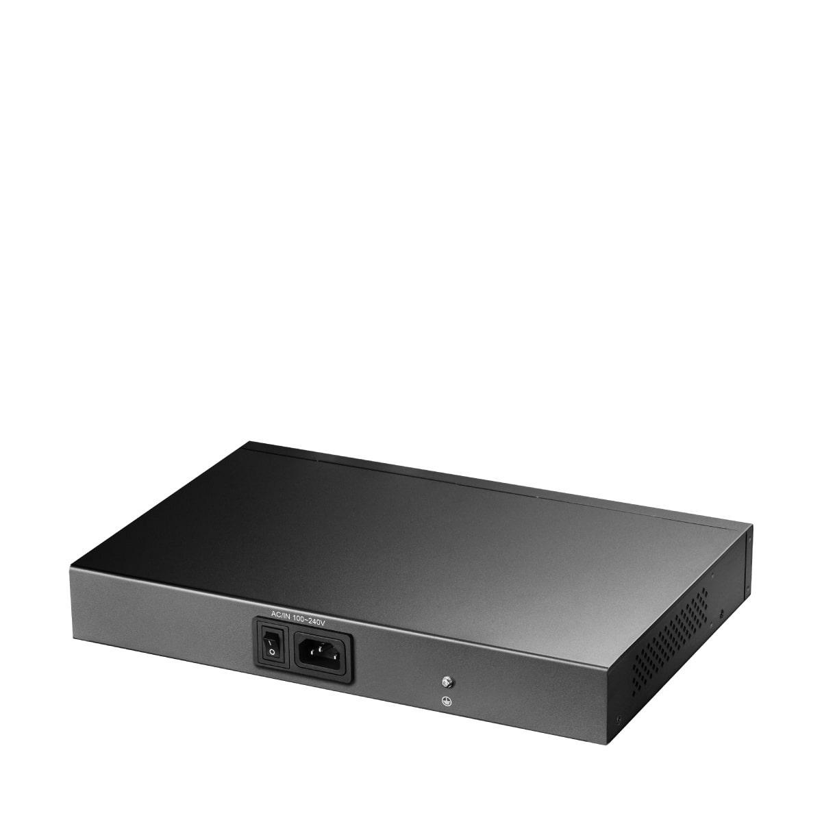 Vista inclinata Switch Cudy 24 porte Gigabit struttura metallica nera