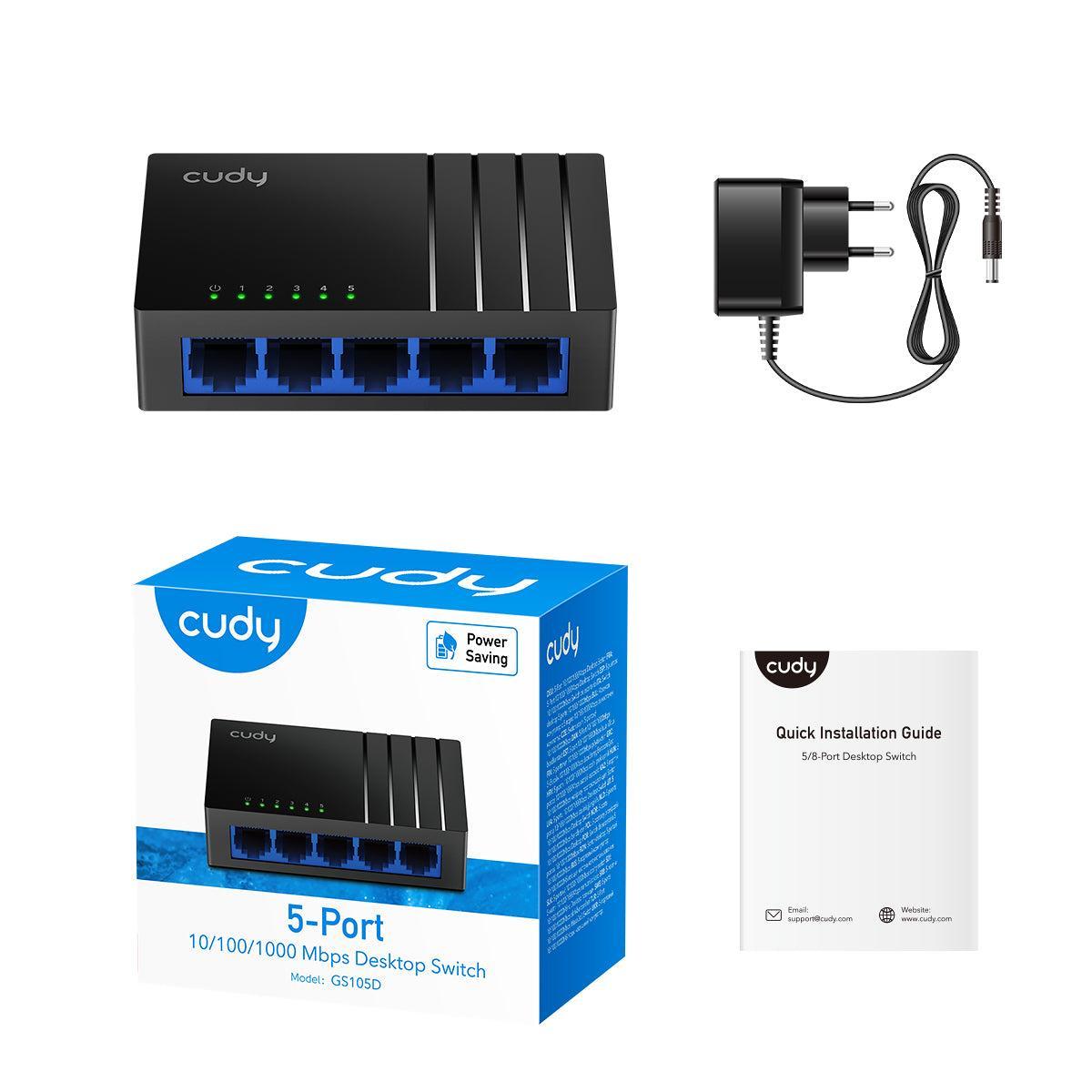 contenuto confezione switch ethernet gigabit 5 porte cudy contenuto confezione switch ethernet gigabit 5 porte cudy alimentatore manuale scatola