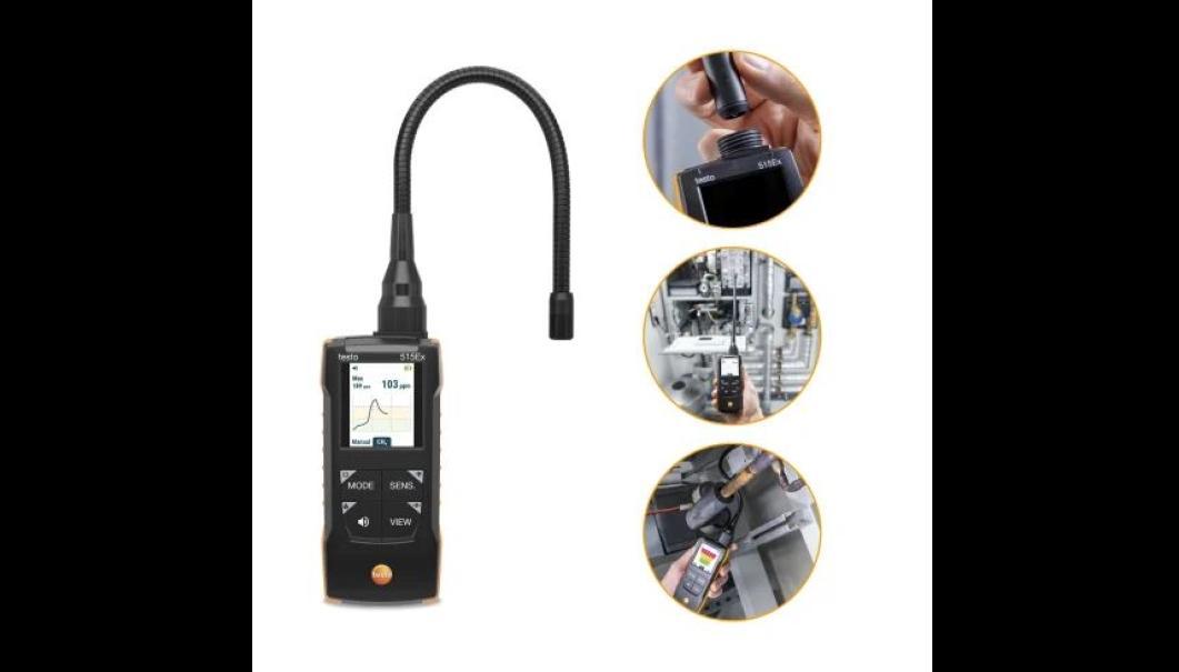Dettagli utilizzo e sostituzione sensori rilevatore fughe gas Testo Ex Rilevatore fughe gas Testo Ex con dettagli applicativi e sensore intercambiabile