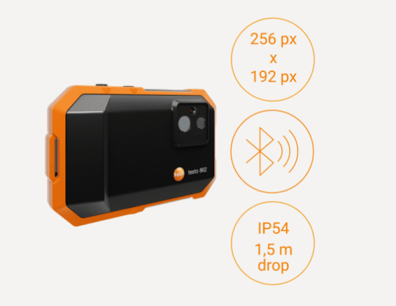 Caratteristiche tecniche principali termocamera portatile TESTO 862 Termocamera termica TESTO 862 con evidenza risoluzione elevata Bluetooth e protezione IP54