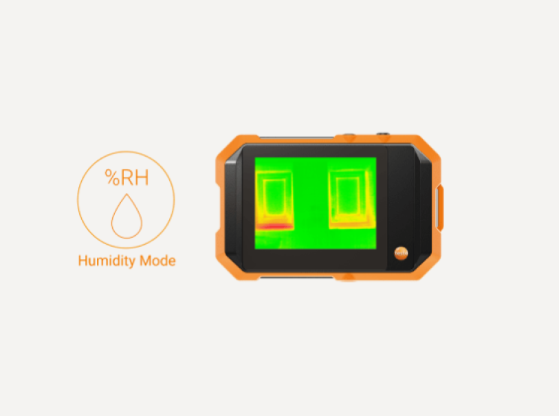 Lettura modalitu00e0 umiditu00e0 con termocamera termica TESTO 862 Modalitu00e0 umiditu00e0 termocamera TESTO 862 con visualizzazione livello RH su display