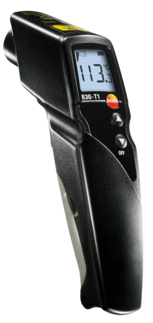 termometro a infrarossi Testo 830-T1 puntatore laser ergonomico misura rapida superfici pirometro a infrarossi Testo 830-T1 puntatore laser per misurazione precisa della temperatura superficiale