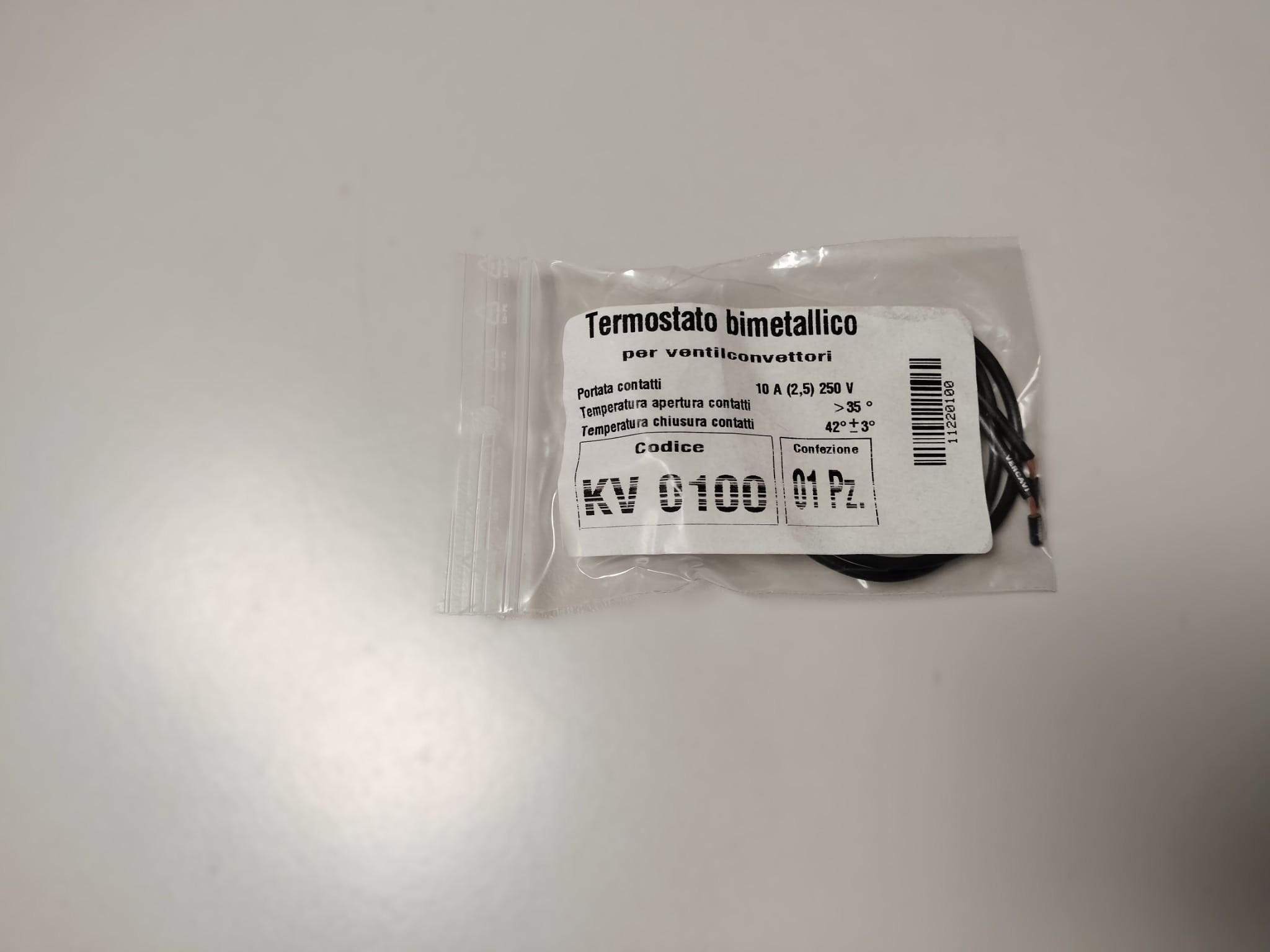 termostato contatto bimetallico G.T. Comis per fan coil installazione semplice termostato a contatto bimetallico per fan coil G.T. Comis con molla e fili di collegamento