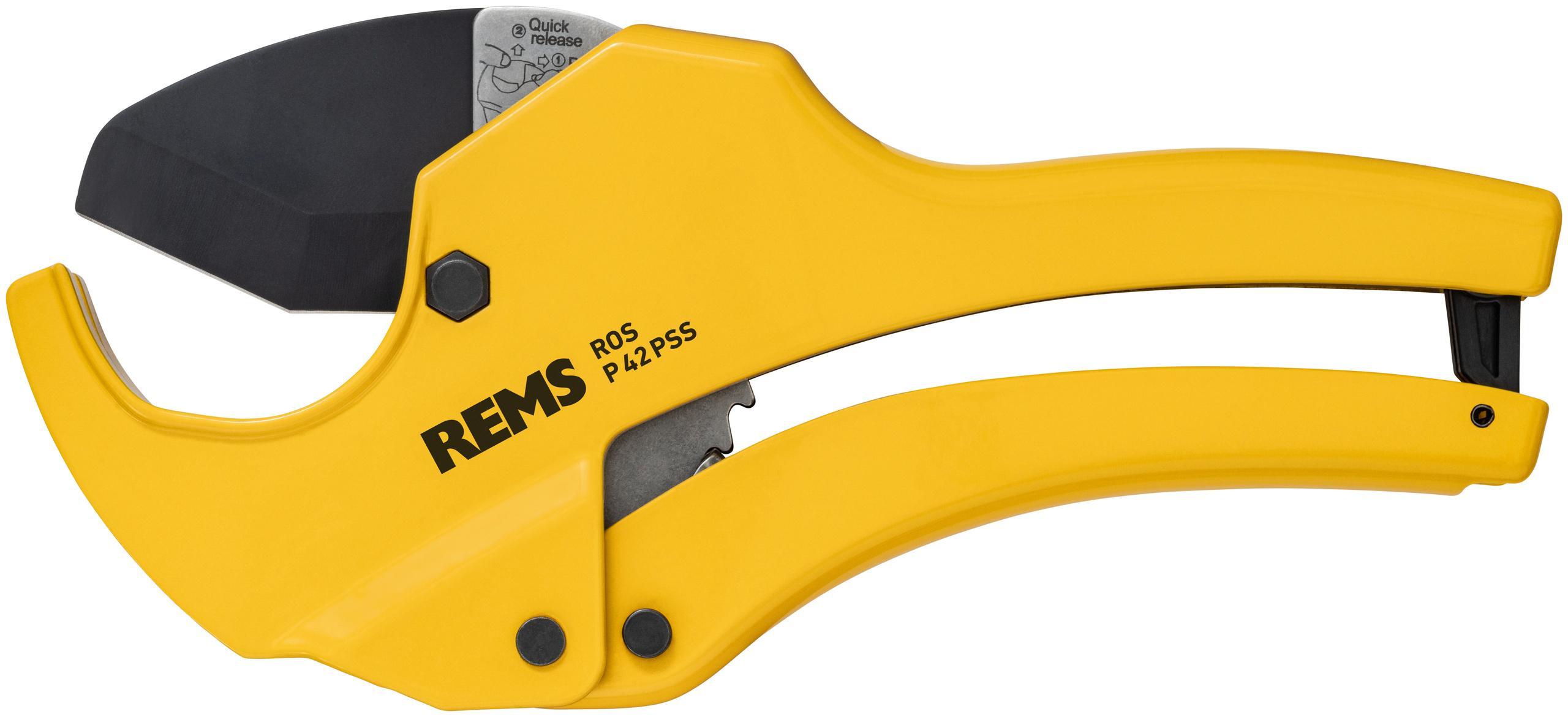 Cesoia REMS ROS P 42 PSS cricco per tubi plastica multistrato Cesoia REMS ROS P 42 PSS per taglio tubi plastica e multistrato con ritorno automatico