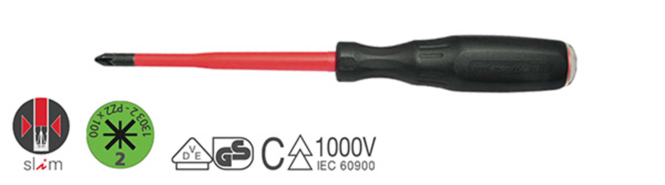 giravite isolato Intercable Tools PZ0x60 Pozidriv per uso su quadri elettrici 1000V giravite isolato professionale Intercable Tools PZ0x60 per elettricisti con lama slim certificata IEC 60900