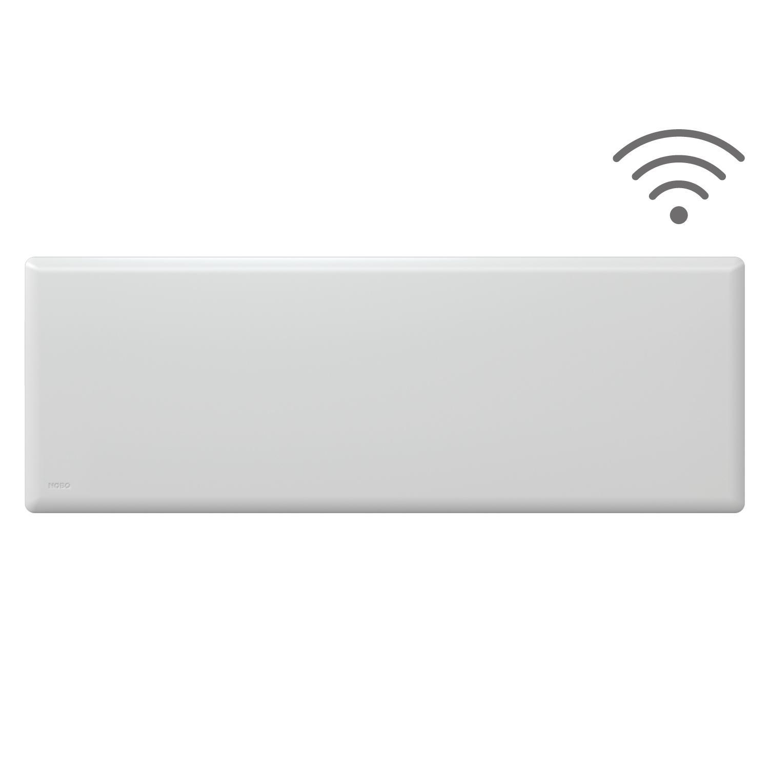 radiatore elettrico NOBO Oslo 2000W bianco controllo WiFi termostato integrato radiatore elettrico wifi NOBO Oslo 2000W con design sottile e moderno per riscaldamento intelligente