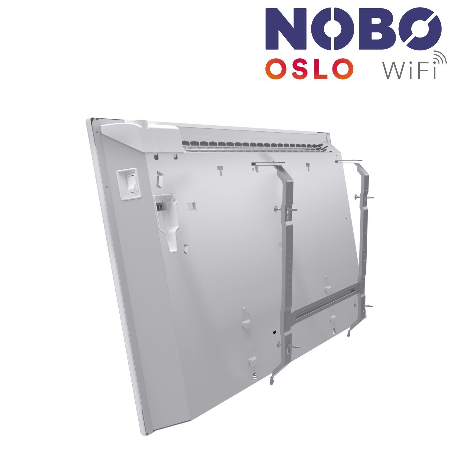 retro radiatore NOBO Oslo 2000W fissaggio parete retro radiatore elettrico NOBO Oslo 2000W staffe di fissaggio a parete incluse nel prodotto